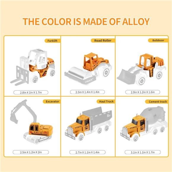 Alloy Construction Vehicle Toy Set with Play Mat for 3-9 Year Old Boys and Girls - Picture 5 of 8